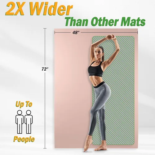 Vista 7 de Large Yoga Mat - 6’x4’ Wide Exercise Mat - 8mm Thick Waterproof Non-Slip Workout Mat - Gym Flooring for Home Gym Studio Workouts, Pilates