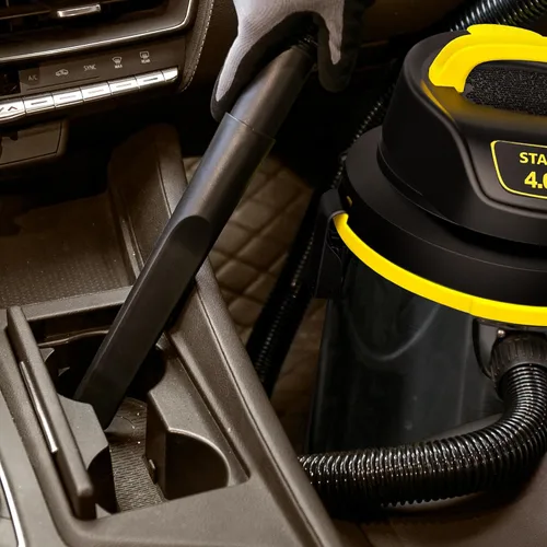 Vista 5 de Stanley - SL18129 Aspiradora húmeda/seca, 4 galones, 4 caballos de fuerza, tanque de acero inoxidable Plata+amarillo