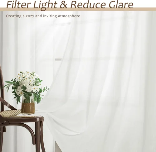 Vista 96 de Aersas Aqua Green Linen Curtains 84 Inches Long 2 Panels Set Back Tab Rod Pocket Living Room Curtain Farmhouse Rustic Light Filtering Hook Drapes