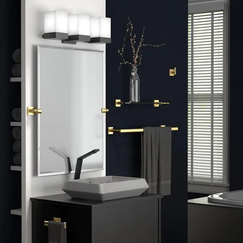 Vista 4 de Gatco 4063 Elevate - Soporte de papel higiénico estilo europeo para baño, latón cepillado