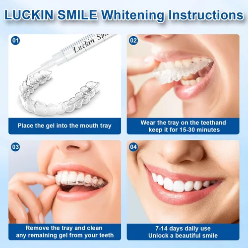 Vista 4 de LUCKIN SMILE 22% de repuestos de gel blanqueador de dientes, paquete de 10 gel de peróxido de carbamida de 0.1 onzas líquidas para blanquear
