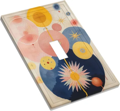 Vista 3 de Cubiertas de Interruptor de Luz Artísticas Decorativas Boho Figura Abstracta Interruptor de Pared Único Placa de Interruptor Decorativo Placa