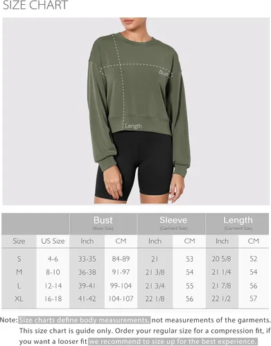 Vista 6 de ODODOS Sudaderas cortas de manga larga suaves de modal para mujer, de gran tamaño, cuello redondo