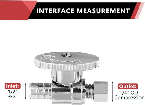 Vista 2 de EFIELD - Válvula de parada recta de 1/4 de giro (2 unidades) de compresión de diámetro exterior de 1/4 pulgadas x 1/2 pulgada de púas para máquina