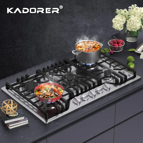 Vista 7 de Placa de cocina de gas de 30 pulgadas, estufa de gas integrada con 5 quemadores, cocinas convertibles NG/LPG, placa de cocina de propano de 5