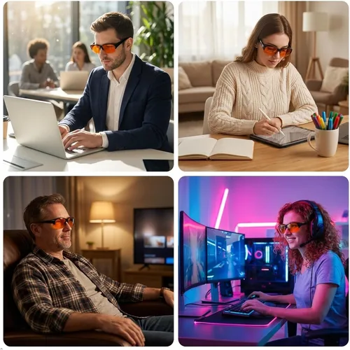 Vista 9 de Eyekepper 100% Gafas Anti-Luz Azul Fitover para Usar Sobre Gafas de Computadora con Lente Ámbar Orange Tinted Bluelight Blockers Women Men,Gaming