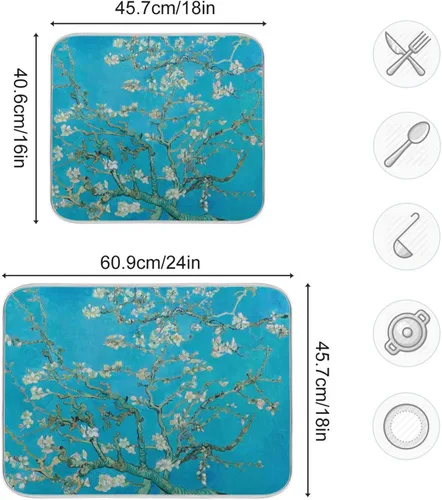 Vista 2 de Tapete grande de secado de platos para encimera de cocina, secadora absorbente, almohadilla de cocina resistente al calor, almohadilla para platos