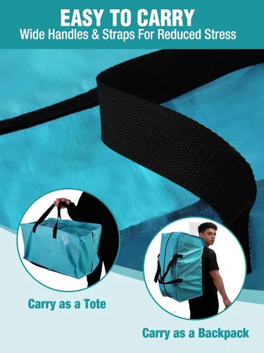 Vista 5 de WORKPRO 1 paquete de bolsas de mudanza extra grandes con cremalleras y asas de transporte, correas de mochila, bolsa de almacenamiento resistente