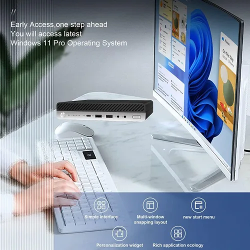Vista 6 de HP Micro PC EliteDesk 800 G4 Windows 11 Tiny Desktop, i3 Quad-Core Mini Business Computers 16GB Ram 1TB NVMe M.2 SSD, WiFi, BT, HDMI, DP, USB-C