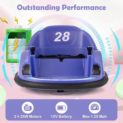 Vista 6 de Costzon Coche de parachoques eléctrico de 12 V para niños con control Morado oscuro