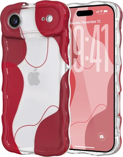 Vista 70 de DEFBSC Funda para iPhone 16 con bonito diseño ondulado, color negro