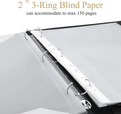 Vista 5 de Eastar ESMF-1 Carpeta de cuero para partituras, nueva versión con 3 anillos, carpeta de 13.5" x 10.5" para conciertos y coros con correa elástica