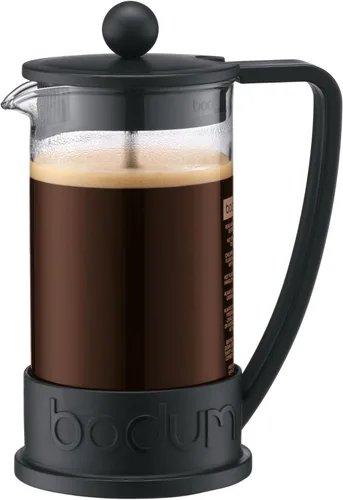 Bodum Cafetera de prensa francesa Brazil de 12 onzas, vidrio de borosilicato resistente a altas temperaturas, negro - Hecho en Portugal