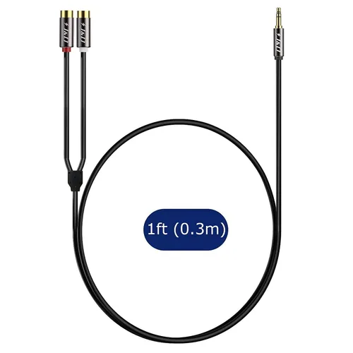 Vista 6 de J&D - Cable RCA a 3,5 mm, cable auxiliar macho de 3,5 mm a 2 RCA hembra chapado en oro, divisor estéreo en Y para smartphone, tableta, MP3