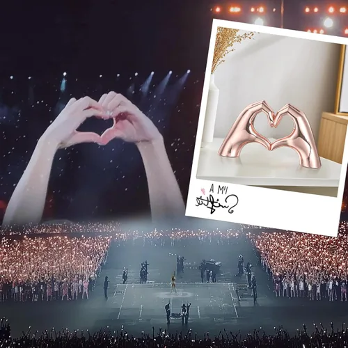 Vista 4 de Decoración de manos de corazón rosa para sala de estar, dormitorio, estantería, mesa de café, centros de mesa de amor, estatua estética y escultura