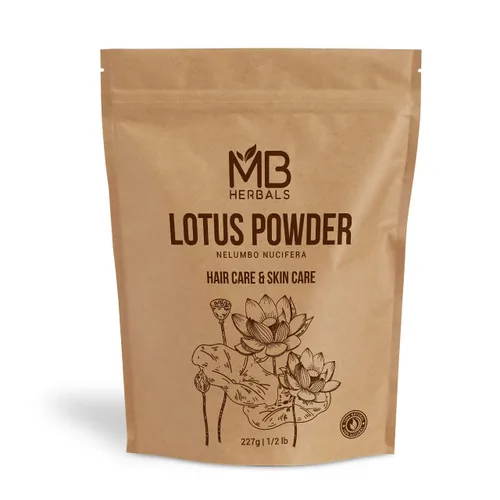 MB Herbals Polvo de loto de 8 onzas / 0.5 libras / 8.01 oz | Nelumbo nucifera | 100% puro y natural de pétalos de flor de loto en polvo para cuidado