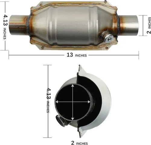 Vista 3 de MAYASAF Convertidor catalítico universal de entrada/salida de 2 pulgadas, con escudo térmico (compatible con EPA)