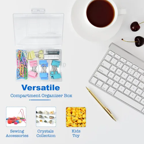 Vista 2 de TeTeBak Caja Organizadora de Plástico con Divisores - 2 PCS Contenedores de Plástico Pequeños con Compartimentos, Caja de Almacenamiento de 6