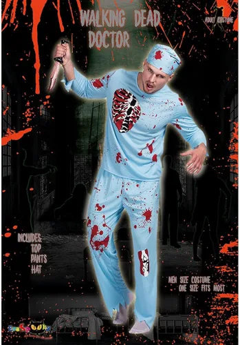 Vista 2 de EraSpooky Disfraz de doctor sangriento de zombi para Halloween