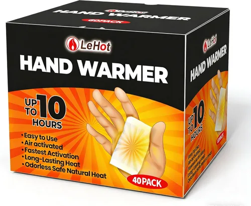Hand Warmers - 40 Packs Hot Hands Disposable Heat Pad, Hot Hands Hand Warmers, Up to 10 Hours of Safe and Continuous Heat, Perfect for Camping,