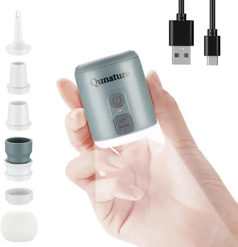 Bomba de aire portátil para inflables, mini bomba de aire pequeña de 4.5 KPa con batería de 1600 mAh y luz de campamento, bomba eléctrica recargable