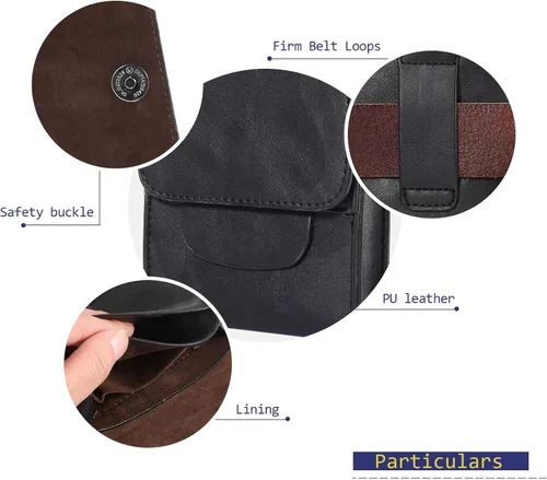 Vista 4 de Bolsa de cuero para teléfono celular, 2 capas de cintura de viaje, cartera para pasaporte con ranura para tarjetas, funda de gancho desmontable