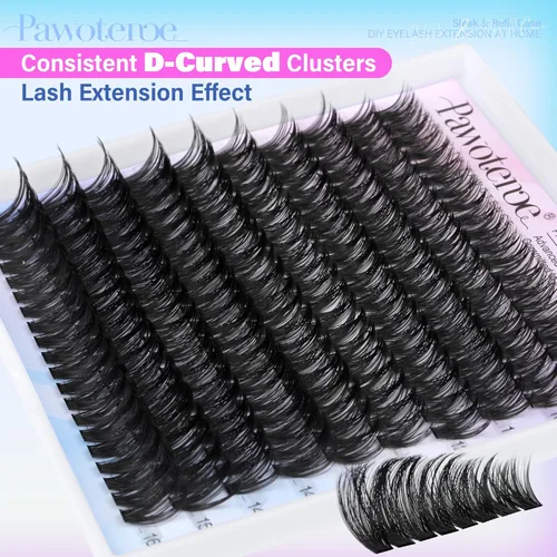Vista 13 de Kit de extensión de pestañas Pawotence DIY 280 piezas, racimos de pestañas, kit de extensión de pestañas, 9-16mm, 30D, 40D, pestañas individuales