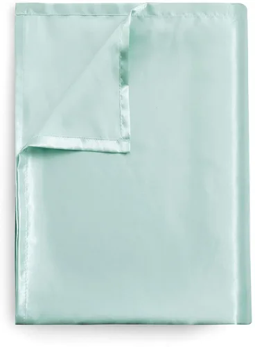 Vista 10 de Sábana encimera de satén tamaño individual, de lujo y suave como la seda, color azul bebé