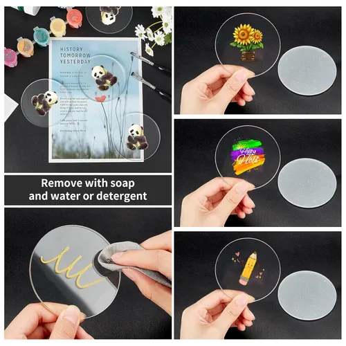 Vista 6 de NBEADS 20 hojas de acrílico transparente, círculos acrílicos redondos de 3.0 x 0.2 in, hojas de acrílico en blanco, paneles acrílicos para proyectos