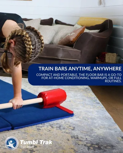 Vista 6 de Tumbl Trak Barra de gimnasia de entrenamiento de piso, 4 pies, color rojo