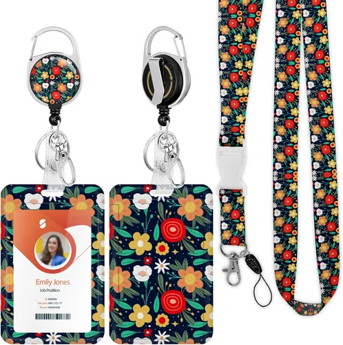 Vista 28 de Soporte para tarjetas de identificación con cordón, soporte retráctil para tarjetas de identificación, correa desmontable para el cuello con carrete