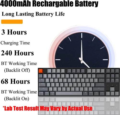 Vista 6 de Keychron Teclado mecánico K8 Tenkeyless inalámbricocableado teclado de computadora Bluetooth multitarea intercambiable en caliente