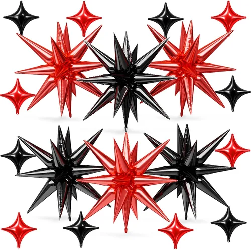 Vista 27 de 18 globos de estrella rosa, globo rosa bebé con 6 globos de estrella en explosión de 22 pulgadas, 12 globos de aluminio de cuatro estrellas