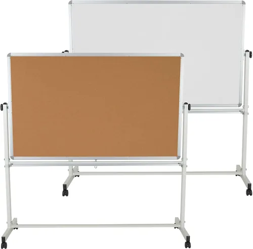 Vista 11 de Flash Furniture Hercules Mobile - Tablón de anuncios reversible de corcho, color blanco