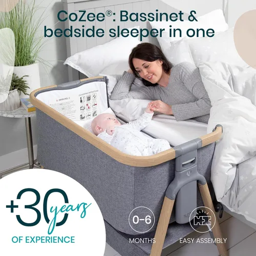 Vista 2 de Tutti Bambini CoZee® Moisés y Cuna de Cabecera 2 en 1 para Bebé - Moisés de Cabecera de Plegado Rápido, Cuna para Bebé con 6 Alturas de Colchón
