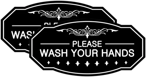 Vista 39 de Signs ByLITA Letrero de Victorian Please Wash Your Hands (plata cepillada) - Grande Brushed Silver