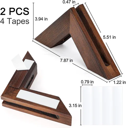 Vista 2 de Juego de soportes para discos de vinilo: soporte de pared de vinilo para exhibición de discos, estante de madera de pino con cintas adhesivas