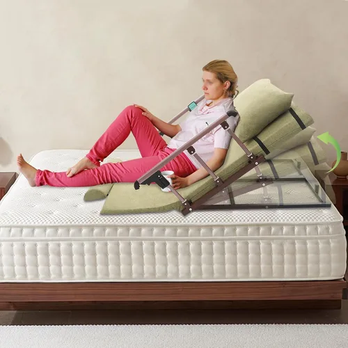 Vista 4 de Respaldo de elevación eléctrico para cama, respaldo de cama de elevación de potencia ajustable, pasamanos plegable con control remoto, fuerte Verde