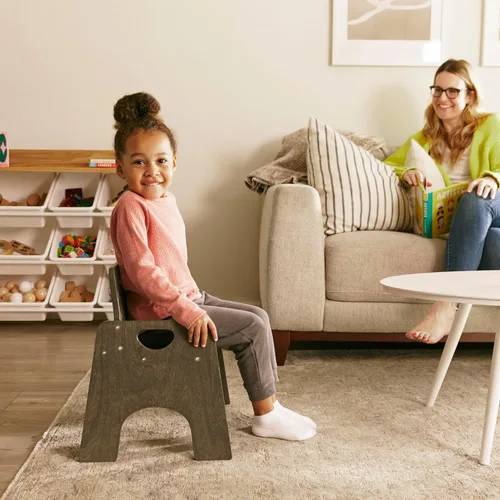 Vista 33 de ECR4Kids Silla apilable de madera para niños pequeños, 6 pulgadas, muebles para niños, lavado blanco, paquete de 2