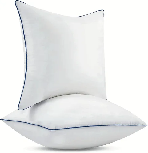 Vista 2 de Juego de 2 rellenos de almohada de 20 x 20 pulgadas, funda de 100% algodón, cojines decorativos cuadrados para sofá, silla o cama