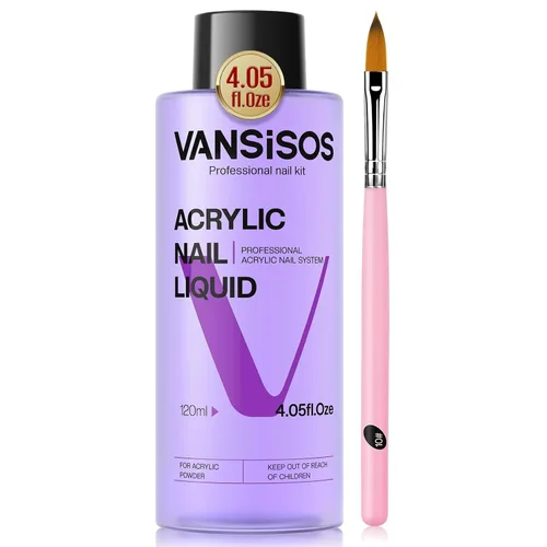 Líquido acrílico para uñas monómero: 4 fl oz Monómero líquido acrílico profesional EMA con cepillo de uñas para principiantes en casa Uso de salón