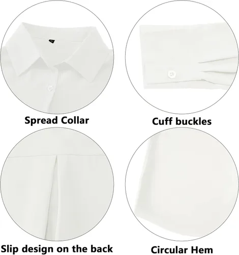 Vista 4 de Blusa clásica de gasa con botones para mujer, manga larga, cuello