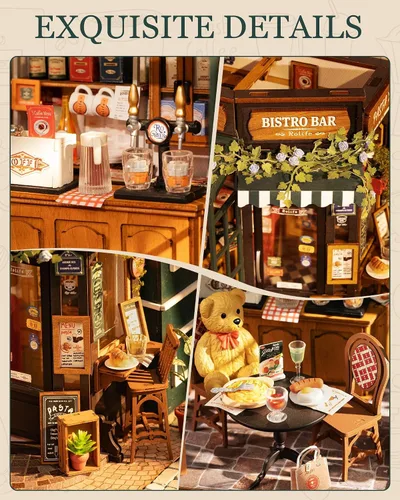 Vista 4 de Rolife DIY Miniature Coffee Bar Dollhouse Kit Creative Gift for Adults