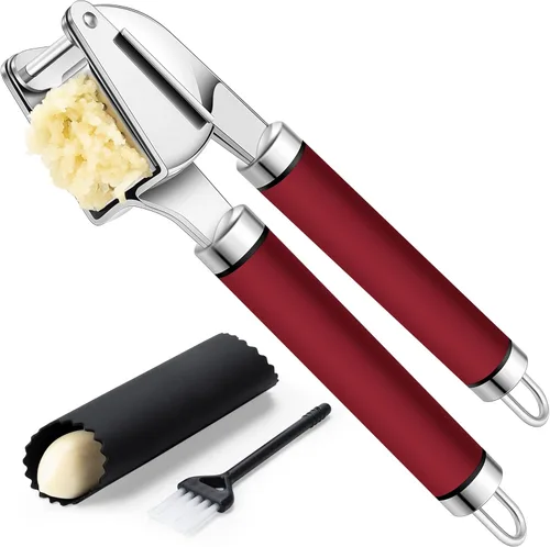 Rainspire Prensa de ajo de acero inoxidable de alta calidad, herramienta para picar ajos, herramienta trituradora de ajo, trituradora de ajos,