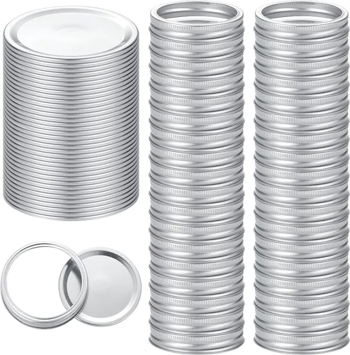 Vista 11 de 72 tapas de conservas con anillos de boca regular, para frascos Ball, Kerr – Tapas de metal tipo Mason para conservas – 100% de ajuste y herméticas