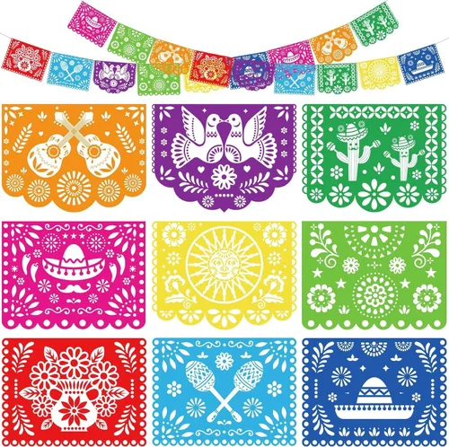 DomeStar Decoración de Cinco de Mayo de 18 pies para fiesta mexicana, 1 paquete de decoración de fiesta de papel picado tema mexicano regalos de