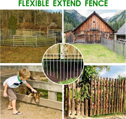 Vista 6 de Valla de barrera de animales sin excavación de 24 x 15 pulgadas, paquete de 10 vallas protectoras blancas con espacio de púas de 1.5 pulgadas