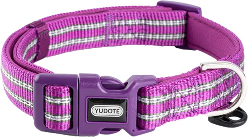 Vista 13 de Collar de nailon reflectante para perro con acolchado de neopreno transpirable, ajustable para perros grandes.