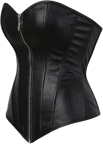 Vista 3 de Corsets for Women Plus Size Faux Leather Steampunk Corset Top Zipper Bustier