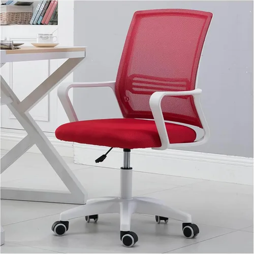 Vista 8 de Home Mesh Back Swivel Chair with Padded Seat and 360° Swivel - Computer Desk Chair with Arms - Adjustable Task Chair for Office - White Mesh Task